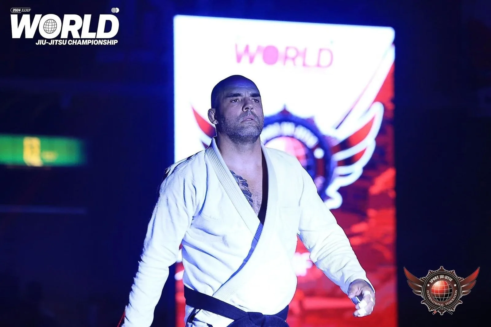 Paulo "Sorriso" Oliveira walking out at the 2024 SJJIF World Jiu-Jitsu Championship